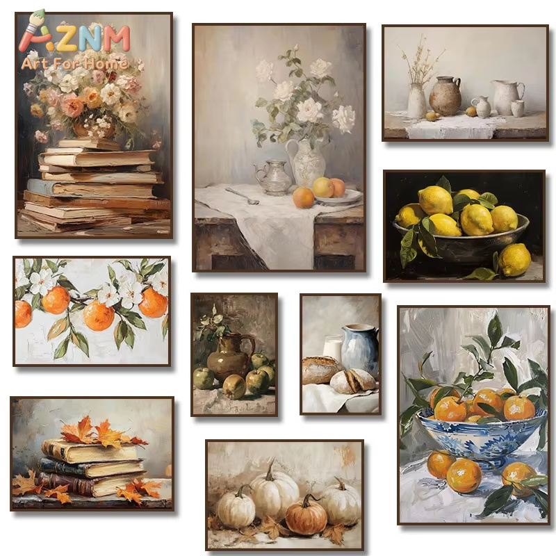 Home Decor Orange - 1PC Lemons Orange Leaves and Books