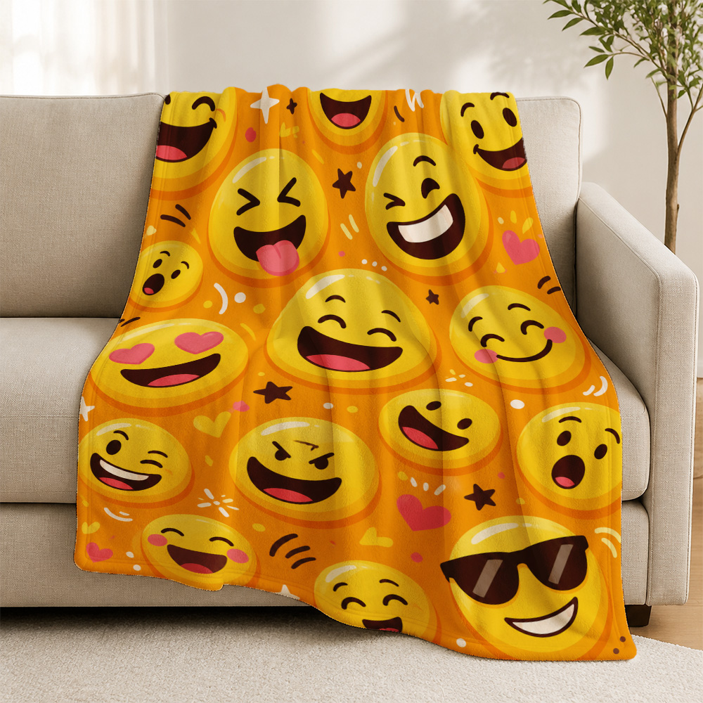 Home Decor Emoji - Vibrant Yellow Smiley Face Emoji Pattern