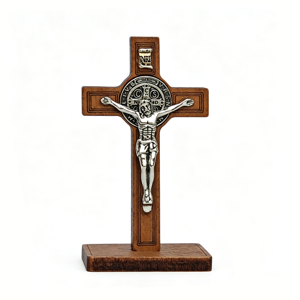 Home Decor Retailers - St Benedict Standing Crucifix Wooden Cross