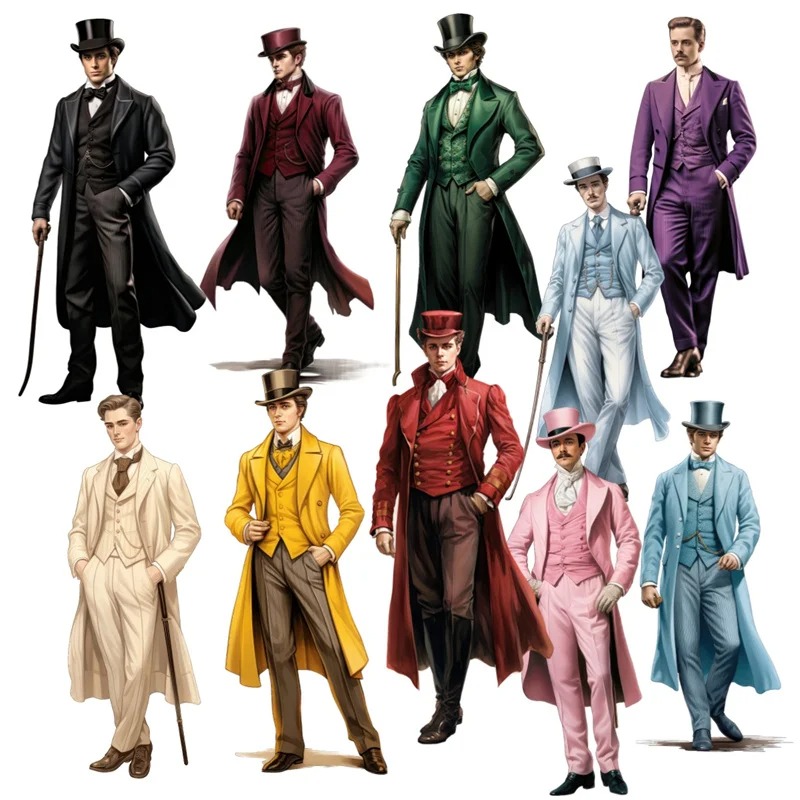 Victory Home Decor - Cute Victorian Era Attire Gentlemen Stickers