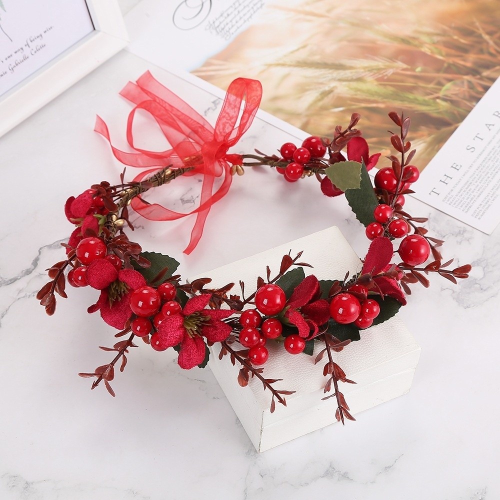 Artificial Hanging Plants - Large Red Berry Garland Red Flower