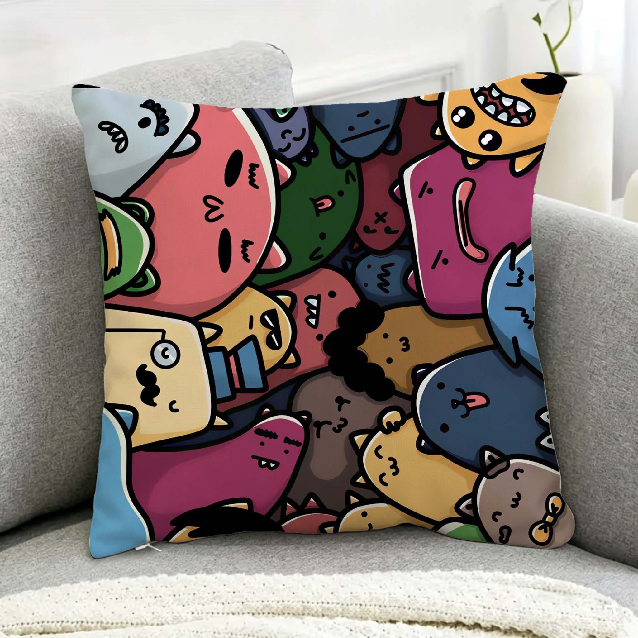 Colorful Cartoon Faces Pillowc - огляд і ціна Home Decor Emoji