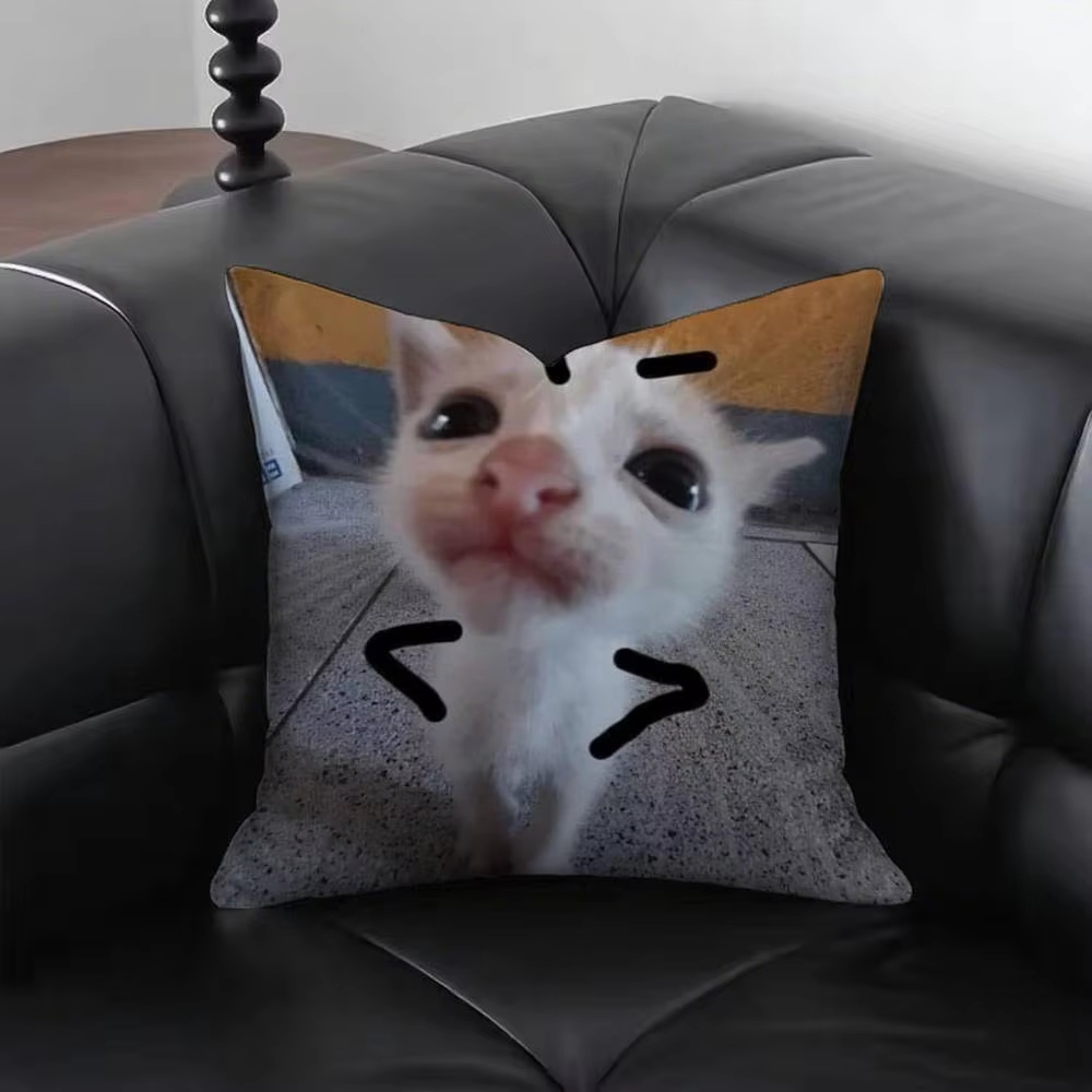 Funny Cat M-Meme Pillow Cover  - огляд і ціна Home Decor Emoji