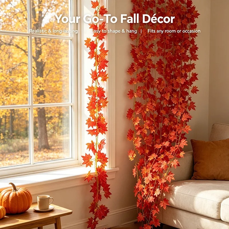 Artificial Fall Maple Leaf Gar - огляд і ціна Artificial Hanging Plants