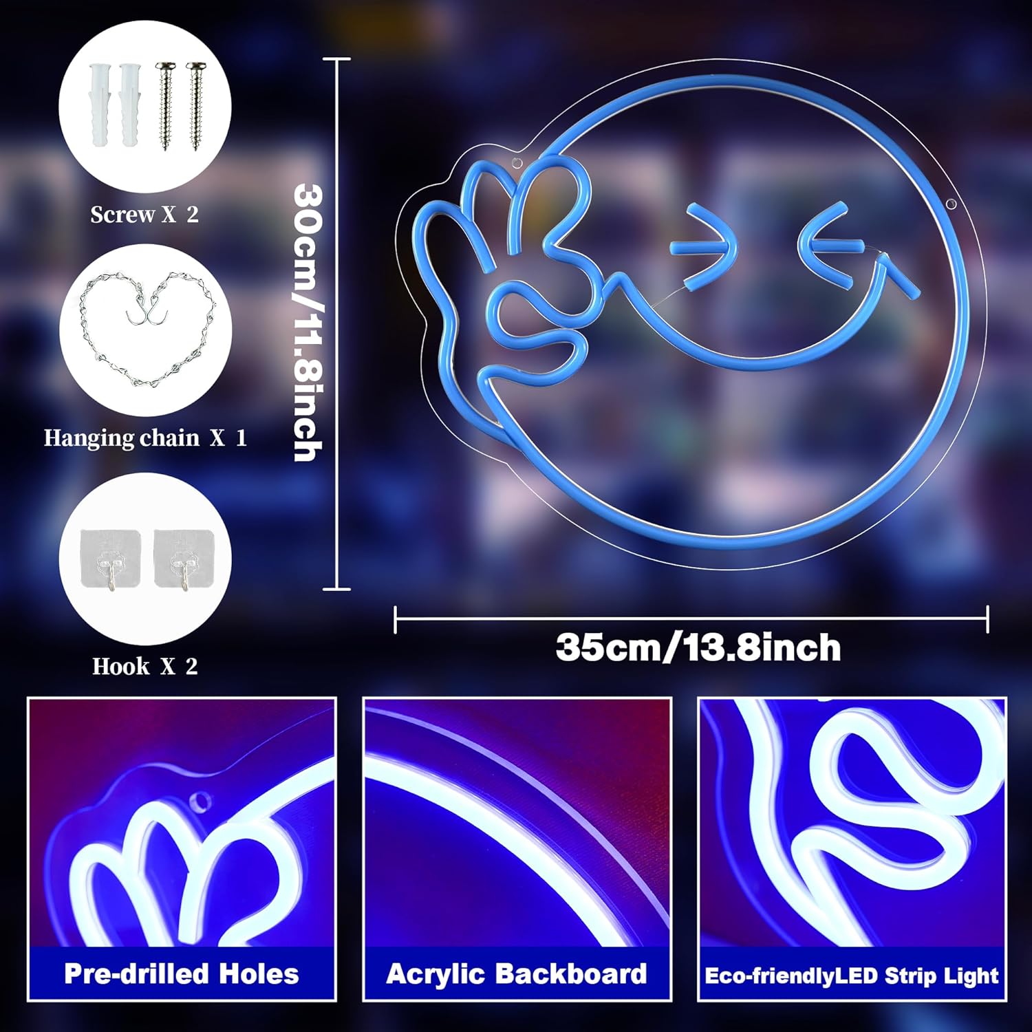 Emoji Smile OK  Neon Sign USB  - огляд і ціна Home Decor Emoji